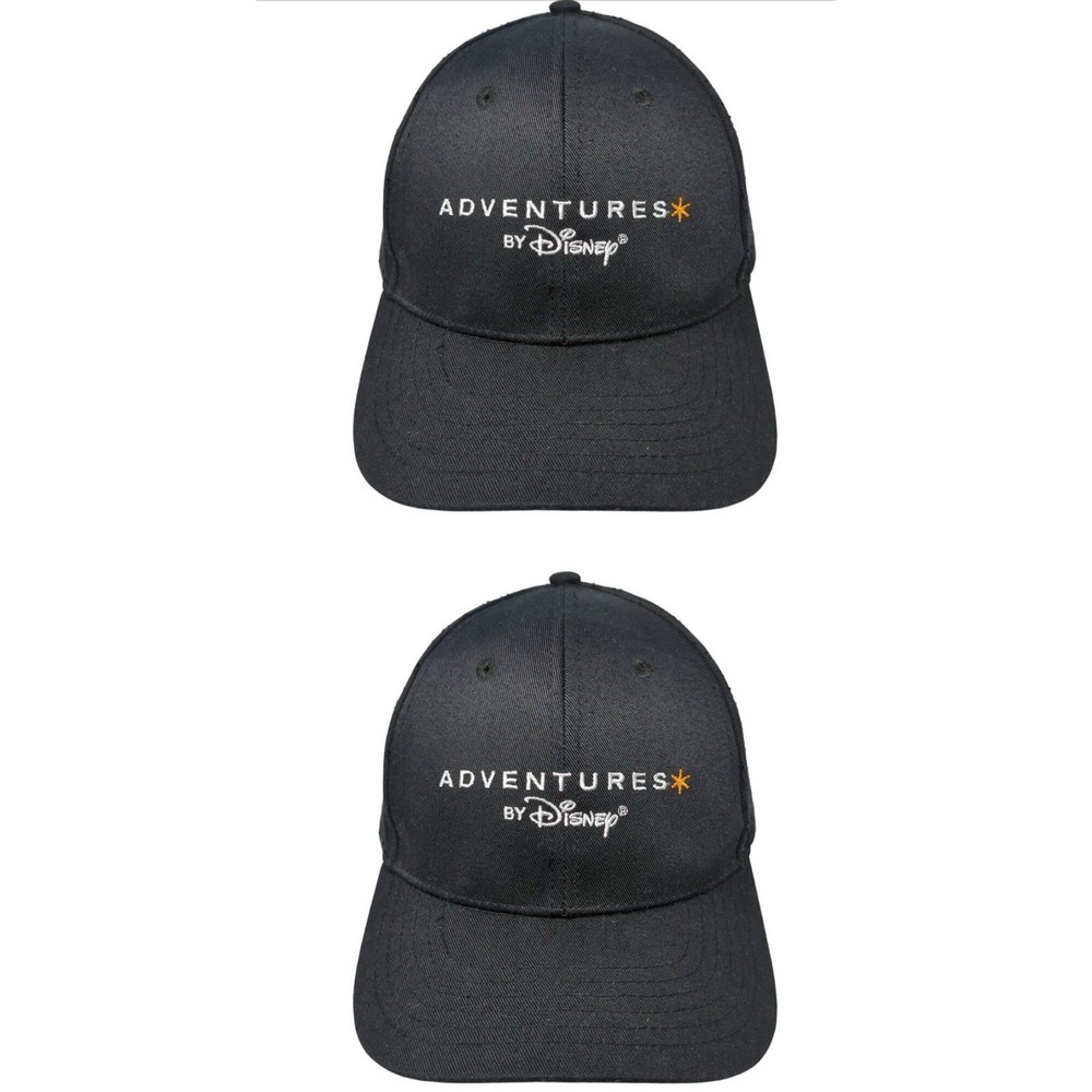 PAIR OF 2 Adventures By Disney Black Baseball Cap Hat Adjustable One Size NEW